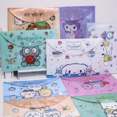 Chiikawa & Capybara A4 Button Folder Pocket | Kawaiigiftshop