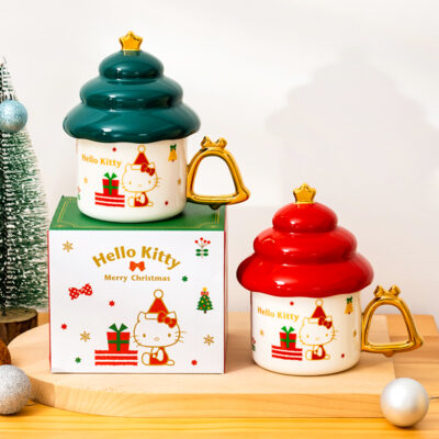 Hello Kitty Christmas Mug with Lid | Ceramic Cup with Gift Box, 340ml | Kawaiigiftshop